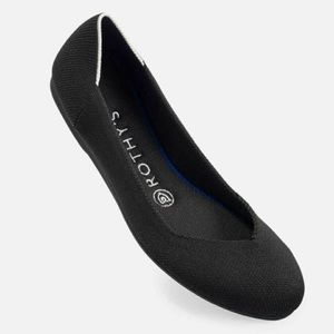 Rothy’s Retired Black Round Toe White Halo Ballet Flats